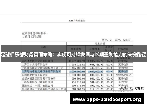足球俱乐部财务管理策略：实现可持续发展与长期盈利能力的关键路径